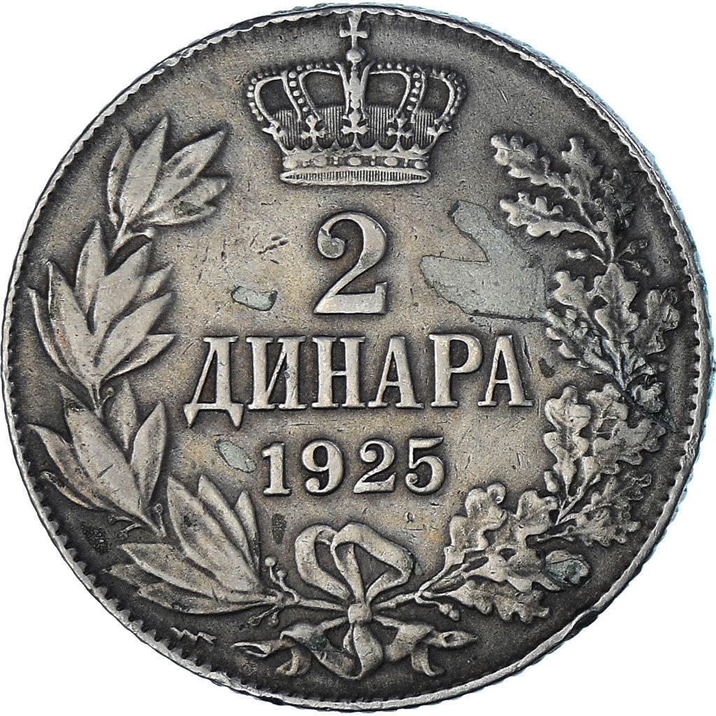 Coin, Yugoslavia, Alexander I, 2 Dinara, 1925, EF(40-45), Nickel-Bronze, KM:6