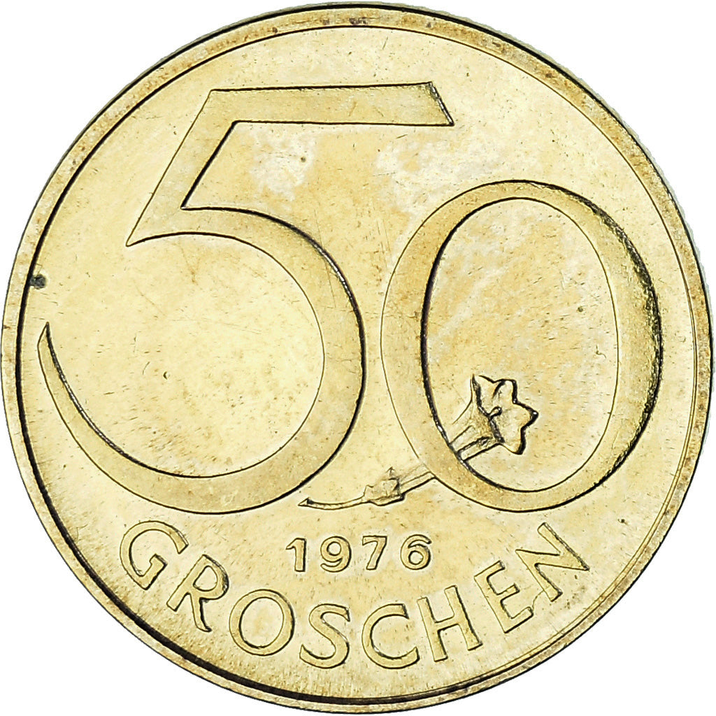 Moneta, Austria, 50 Groschen, 1976, MS(63), Aluminium-Brąz, KM:2885