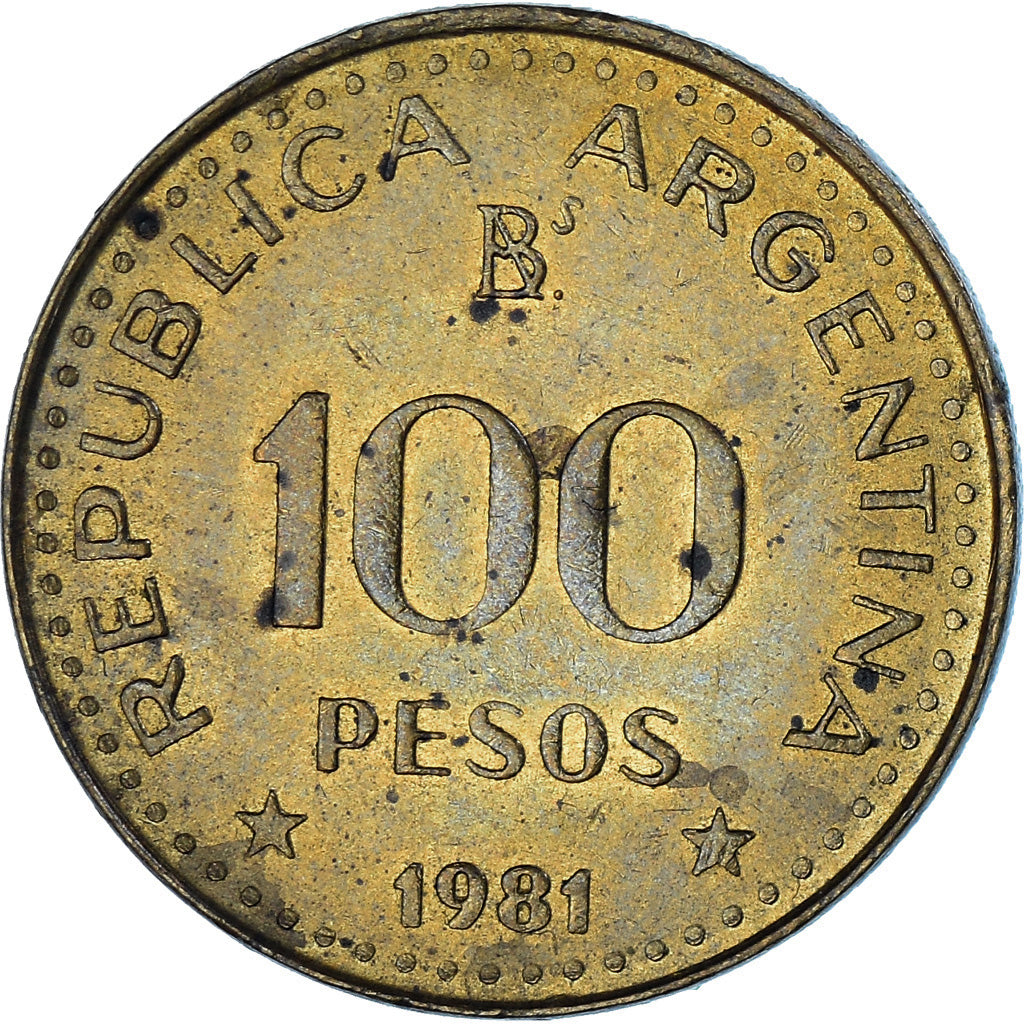 Coin, Argentina, 100 Pesos, 1981, EF(40-45), Brass Clad Steel, KM:85a