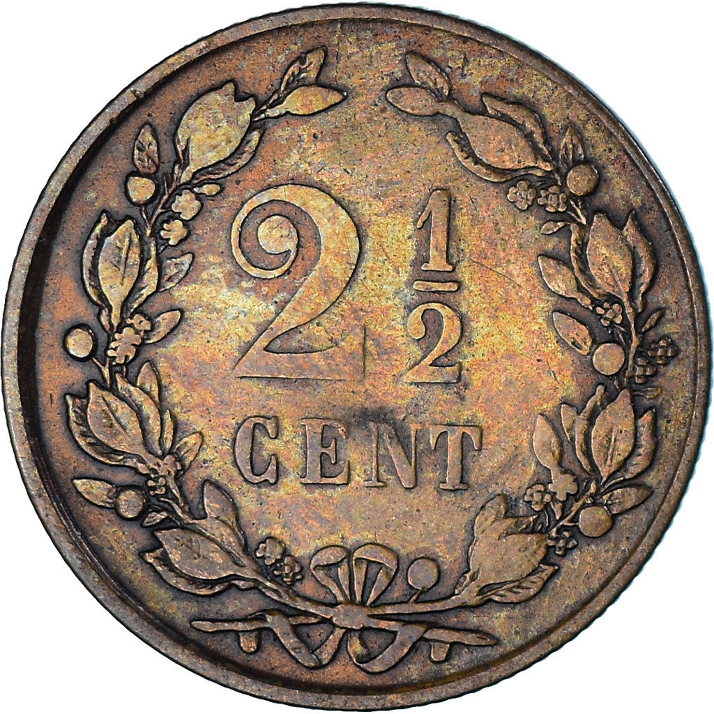 Coin, Netherlands, William III, 2-1/2 Cent, 1880, VF(30-35), Bronze, KM:108.1