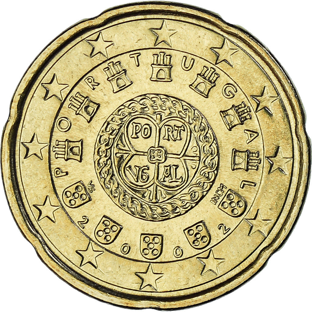 Portugal, 20 Euro Cent, 2002, Lisbon, FDC, Latón, KM:744
