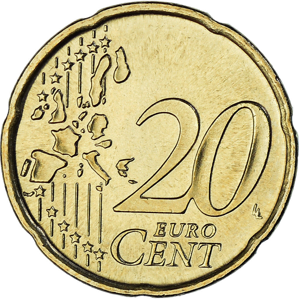 Portugal, 20 Euro Cent, 2002, Lisbon, FDC, Latón, KM:744