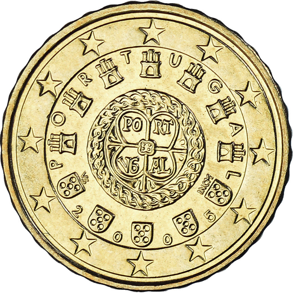 Portugal, 10 Euro Cent, 2005, Lisbon, MS(63), Brass, KM:743