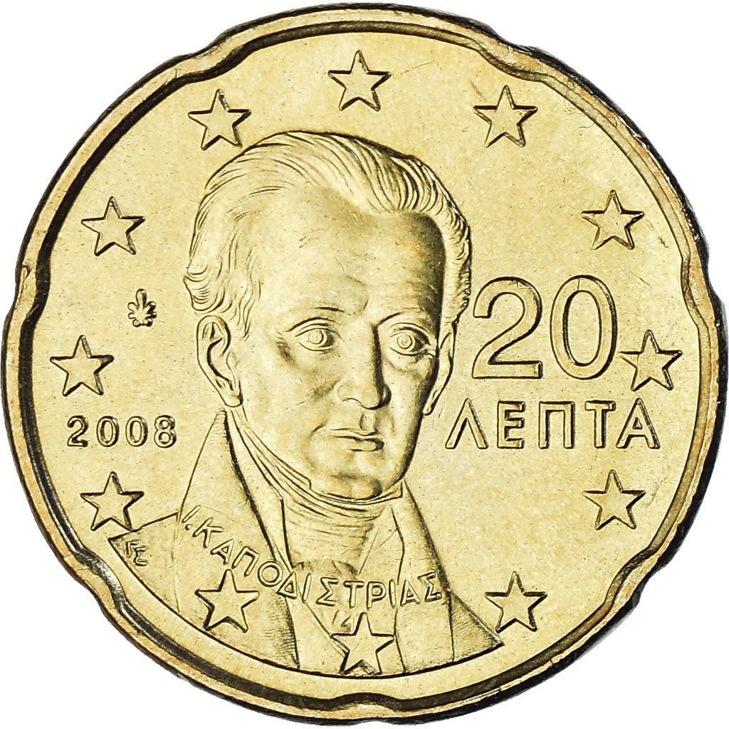 Griekenland, 20 Euro Cent, 2008, Athens, UNC-, Tin, KM:212