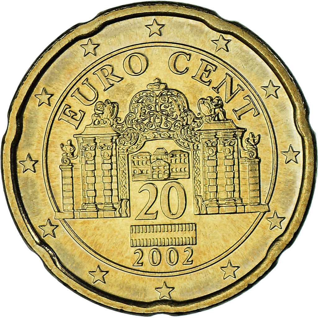 Oostenrijk, 20 Euro Cent, 2002, Vienna, UNC-, Tin, KM:3086