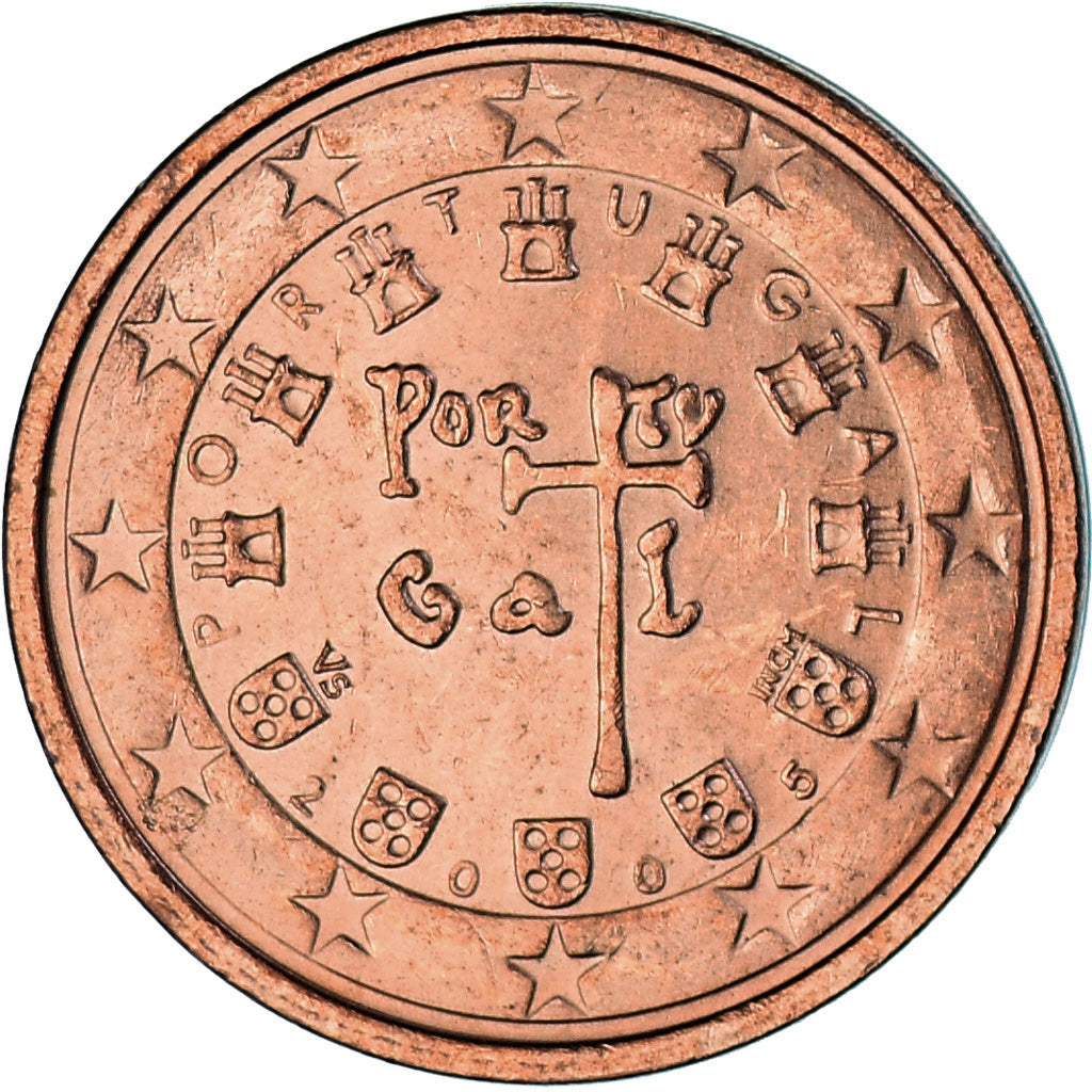 Portugal, 2 Euro Cent, 2005, EF(40-45), Copper Plated Steel, KM:741
