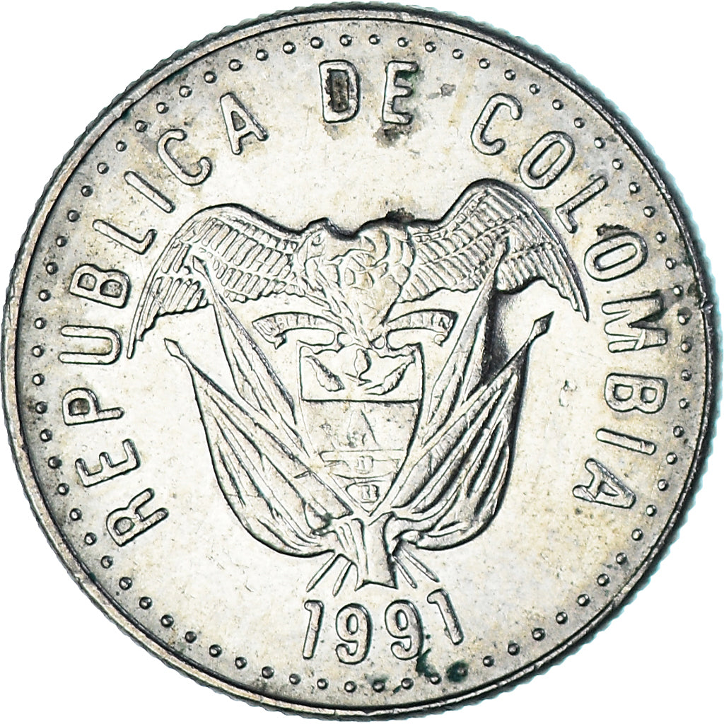 Monnaie, Colombie, 50 Pesos, 1991, TTB, Cuivre-Nickel-Zinc (Maillechort)