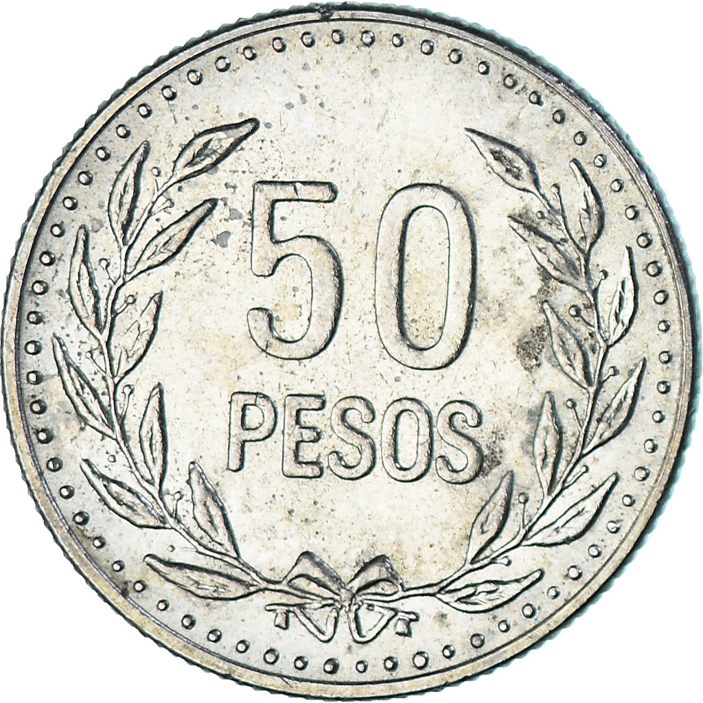 Monnaie, Colombie, 50 Pesos, 1991, TTB, Cuivre-Nickel-Zinc (Maillechort)