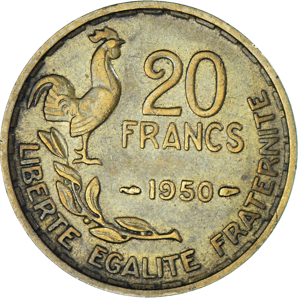 Coin, France, Guiraud, 20 Francs, 1950, Paris, EF(40-45), Aluminum-Bronze