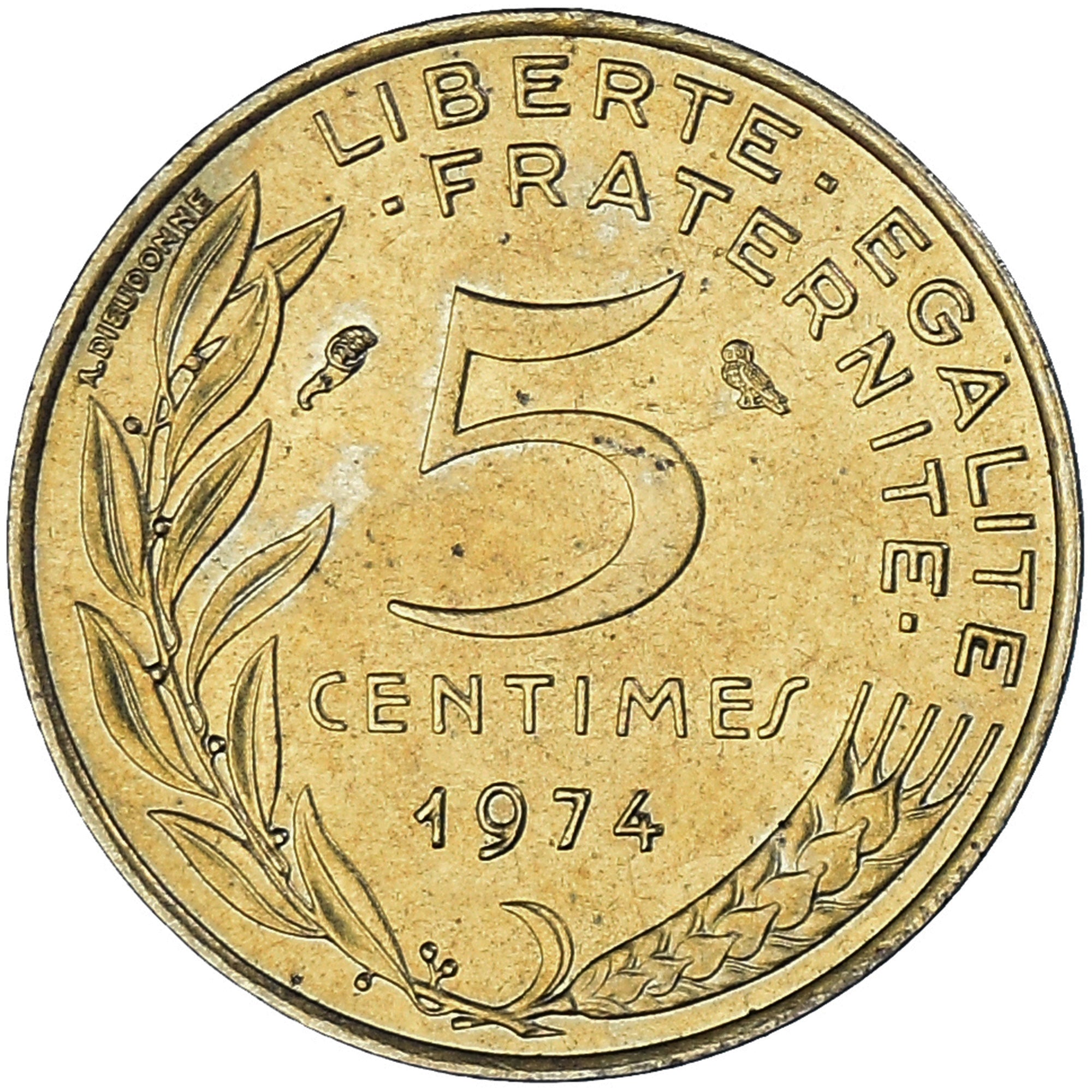 Munten, Frankrijk, Marianne, 5 Centimes, 1974, Paris, ZF+, Aluminum-Bronze