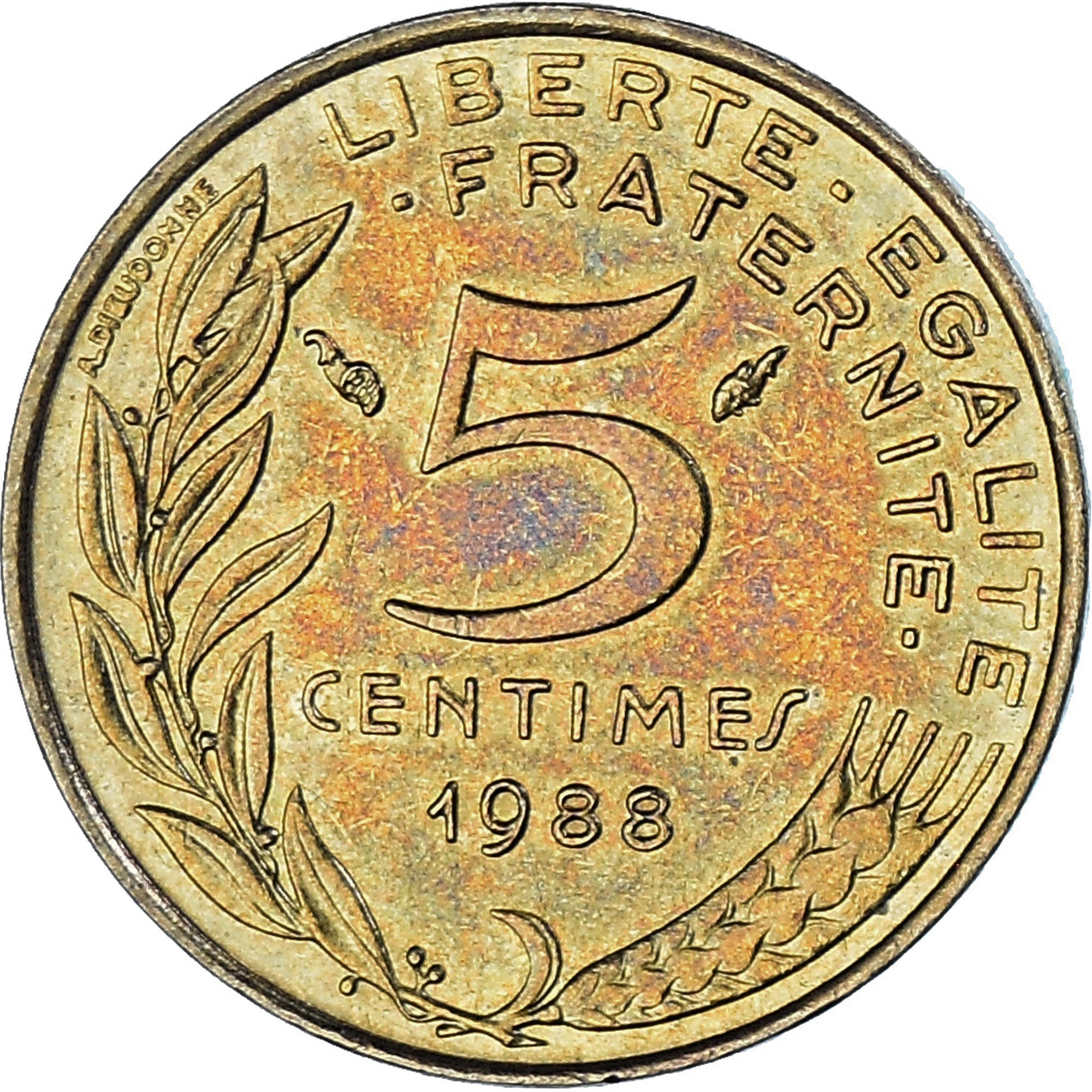 Munten, Frankrijk, Marianne, 5 Centimes, 1988, Paris, ZF, Aluminum-Bronze