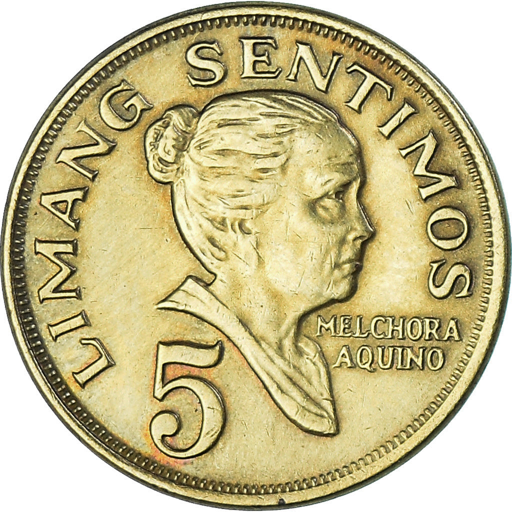 Moneta, Filipiny, 5 Sentimos, 1974, EF(40-45), Mosiądz, KM:197