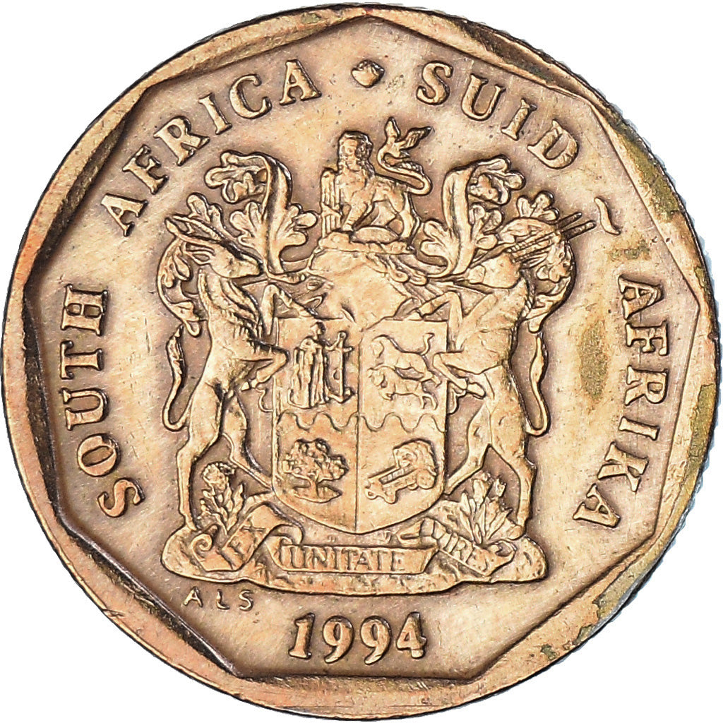 Moeda, África do Sul, 20 Cents, 1994, Pretoria, EF(40-45), Aço Cromado a