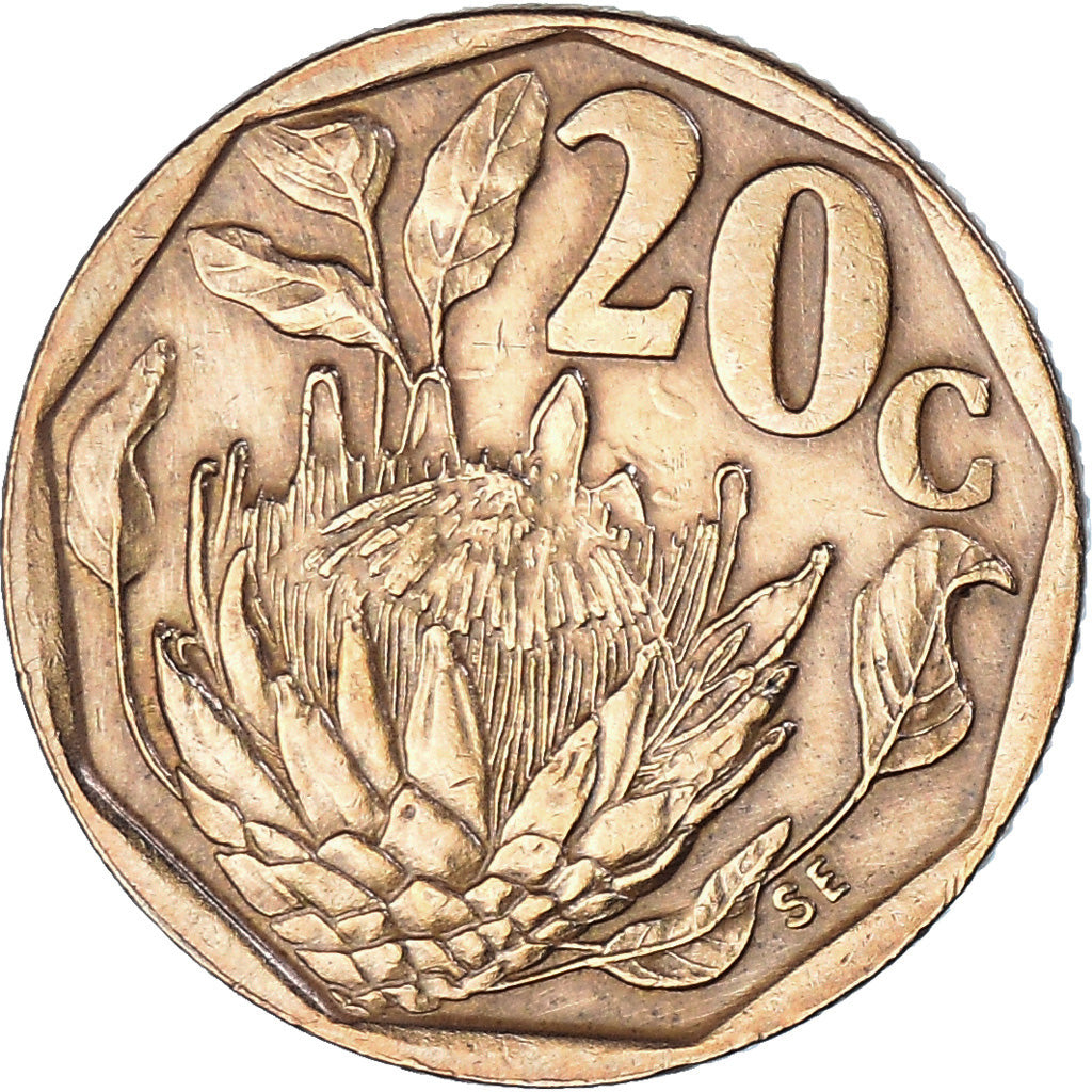 Moeda, África do Sul, 20 Cents, 1994, Pretoria, EF(40-45), Aço Cromado a