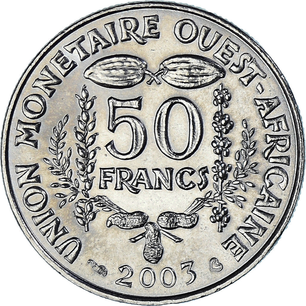 Coin, Ivory Coast, 50 Francs, 2003, BANQUE CENTRALE DES ETATS DE L'AFRIQUE DE