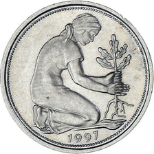 Munten, Duitsland, 50 Pfennig, 1997, Karlsruhe, BE, ZF+, Cupronickel, KM:109.2
