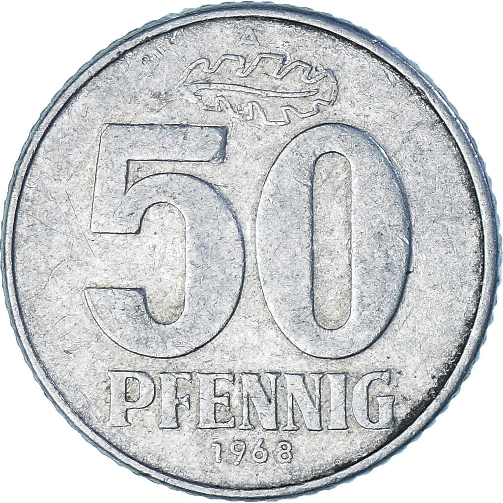 Coin, GERMAN-DEMOCRATIC REPUBLIC, 50 Pfennig, 1968, Berlin, EF(40-45), Aluminum