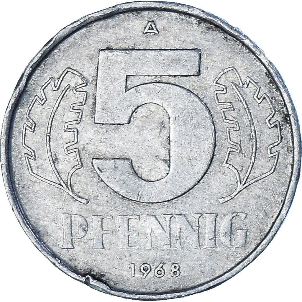 Munten, DUITSE DEMOCRATISCHE REPUBLIEK, 5 Pfennig, 1968, Berlin, FR+, Aluminium