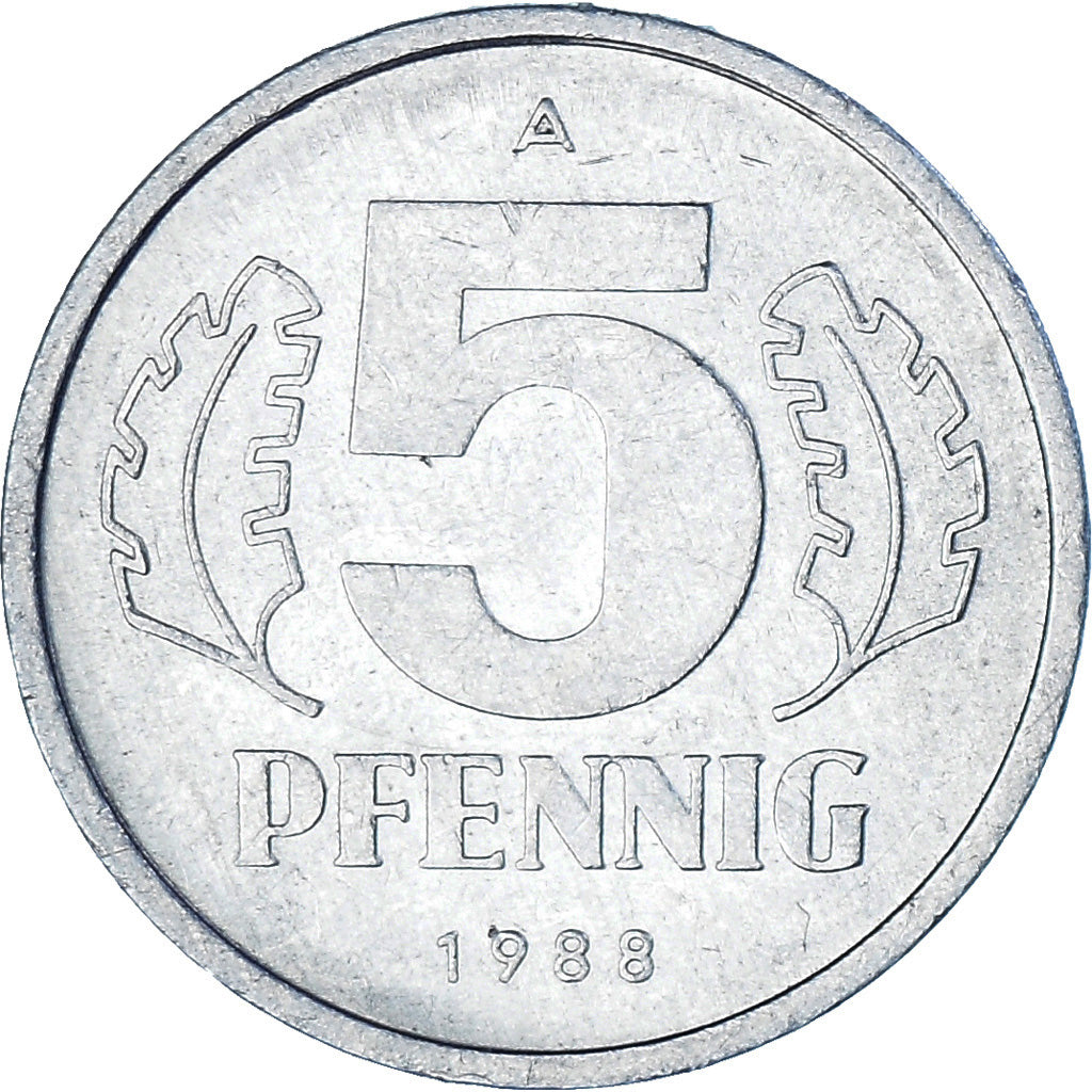 Coin, GERMAN-DEMOCRATIC REPUBLIC, 5 Pfennig, 1988, Berlin, EF(40-45), Aluminum