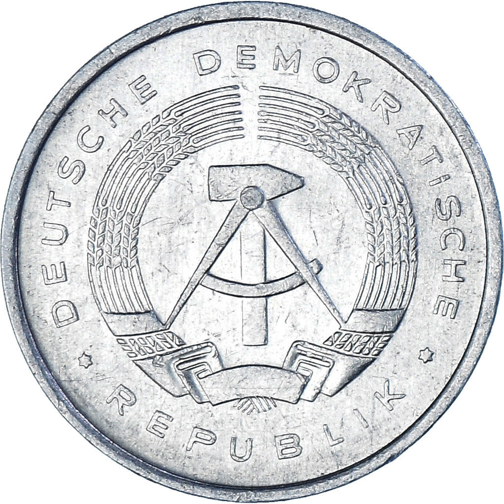 Moneda, REPÚBLICA DEMOCRÁTICA ALEMANA, 5 Pfennig, 1989, Berlin, MBC, Aluminio