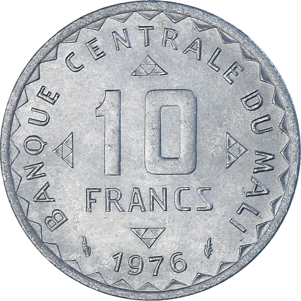 Coin, Mali, 10 Francs, 1976, Paris, EF(40-45), Aluminum, KM:11