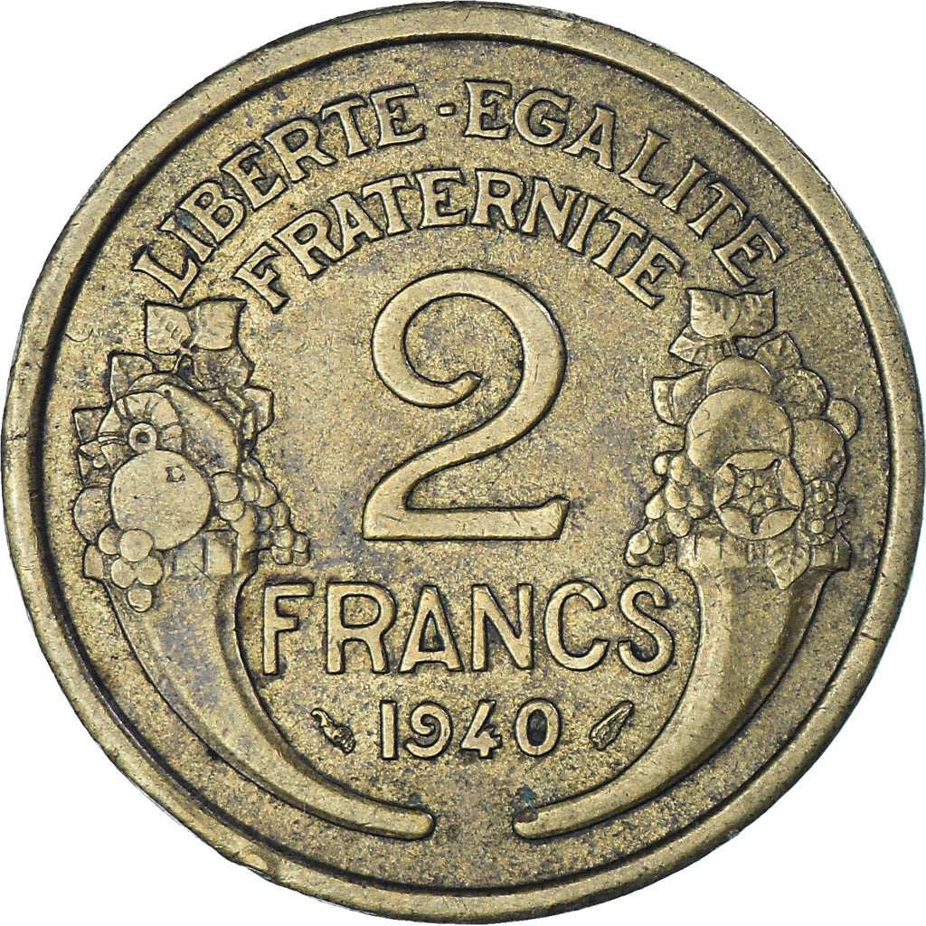 Münze, Frankreich, Morlon, 2 Francs, 1940, SS, Aluminum-Bronze, KM:886