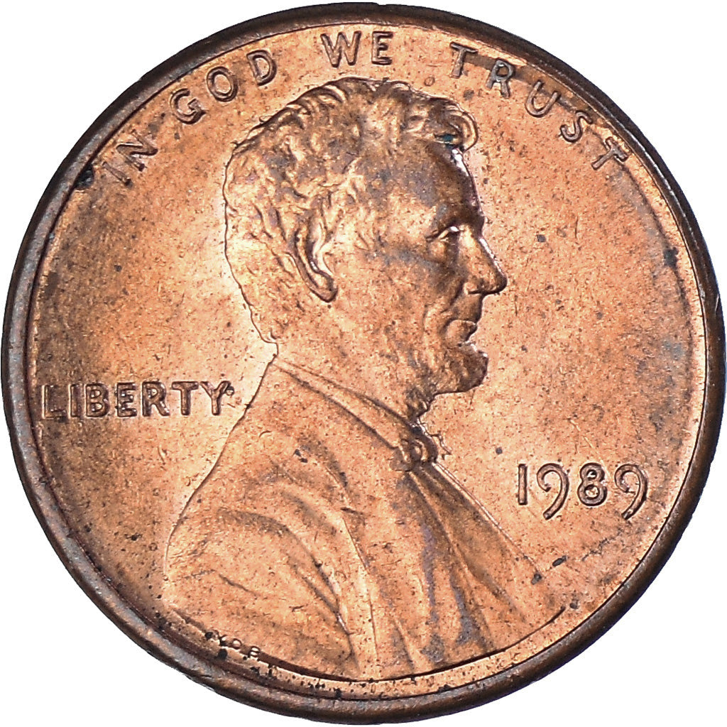Coin, United States, Lincoln Cent, Cent, 1989, U.S. Mint, Philadelphia