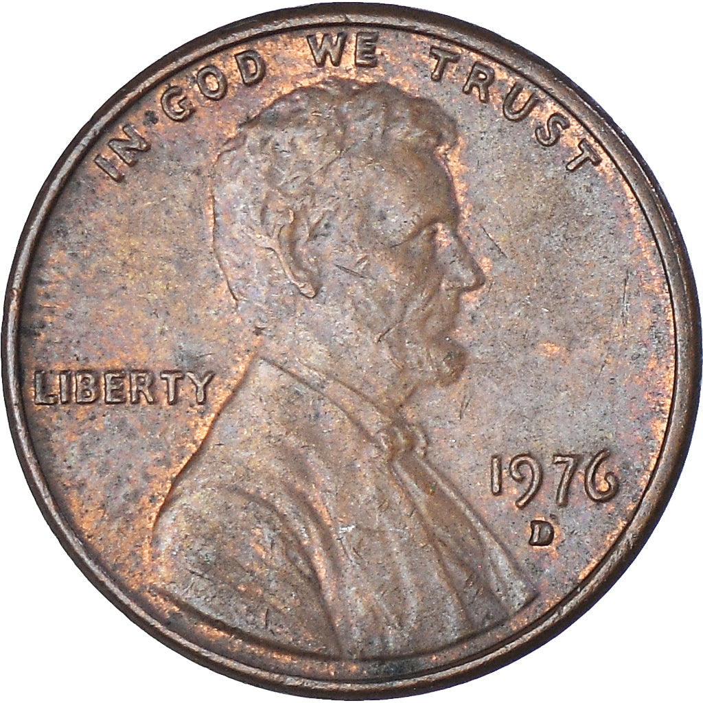 Moneta, USA, Lincoln Cent, Cent, 1976, U.S. Mint, Denver, EF(40-45), Mosiądz