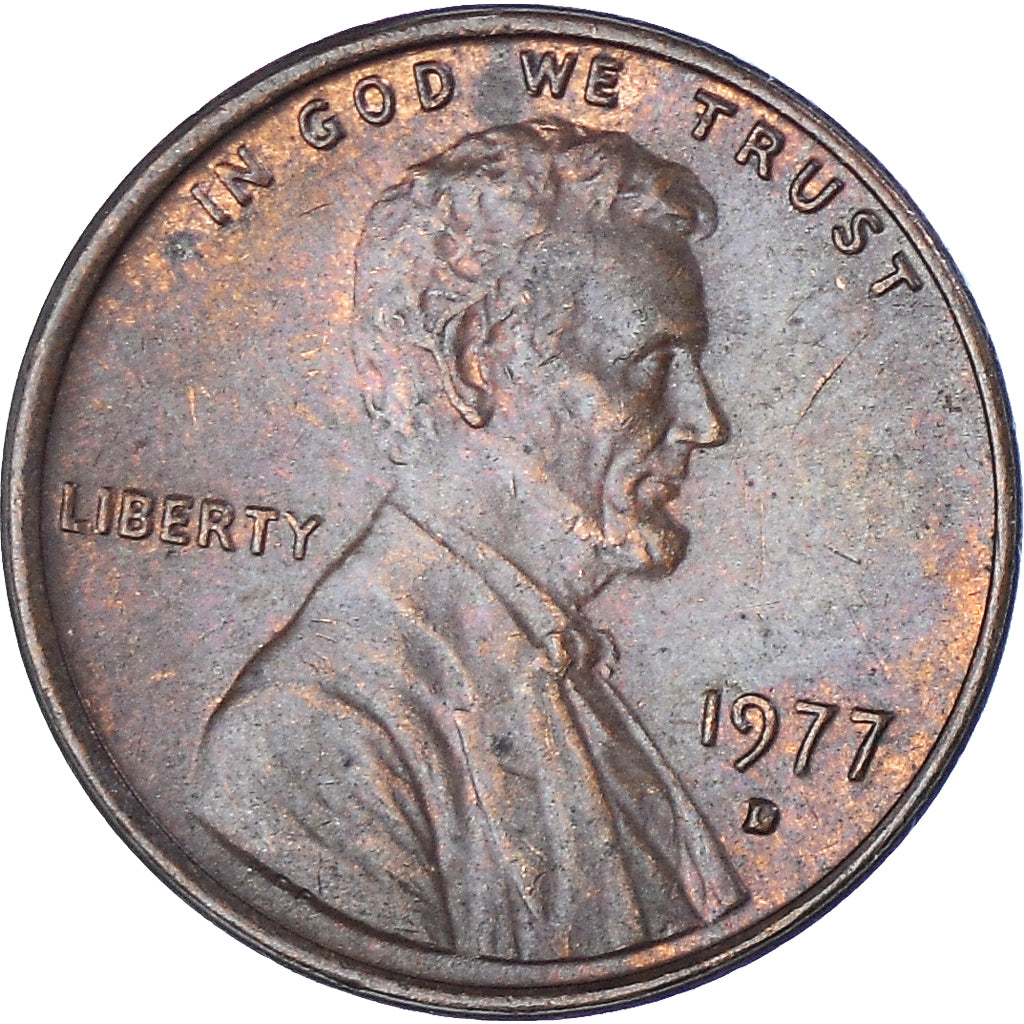 Moneta, Stati Uniti, Lincoln Cent, Cent, 1977, U.S. Mint, Denver, BB, Ottone