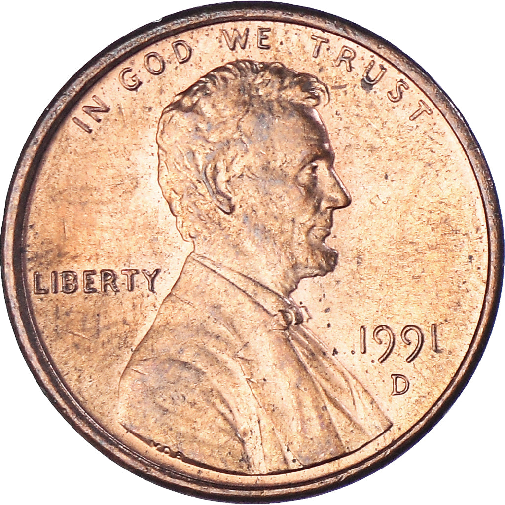 Moneta, Stati Uniti, Lincoln Cent, Cent, 1991, U.S. Mint, Denver, BB, Zinco