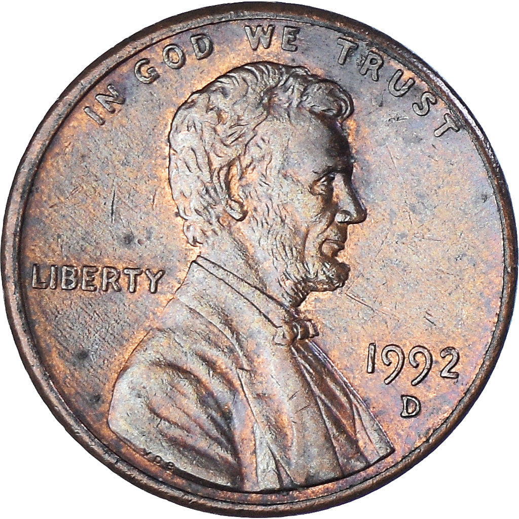 Moeda, Estados Unidos da América, Lincoln Cent, Cent, 1992, U.S. Mint, Denver
