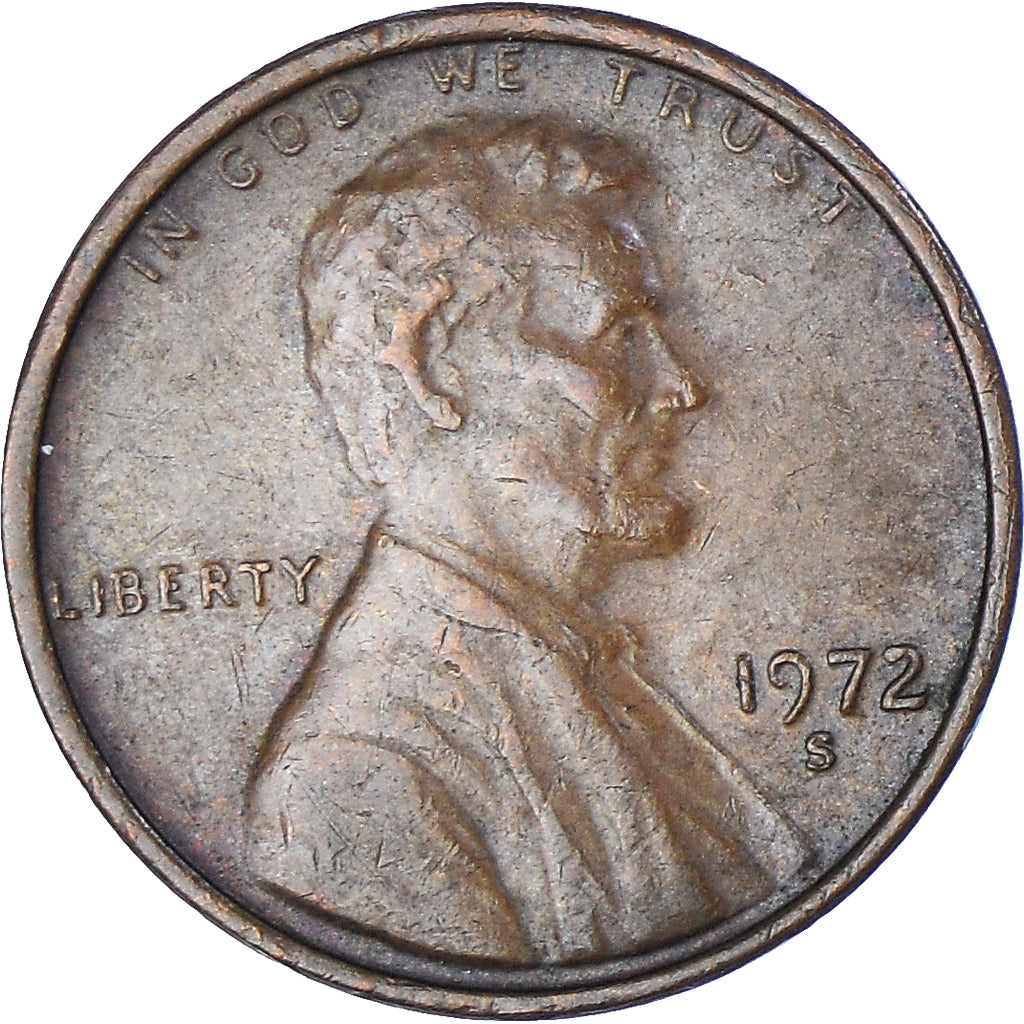 Coin, United States, Lincoln Cent, Cent, 1972, U.S. Mint, San Francisco