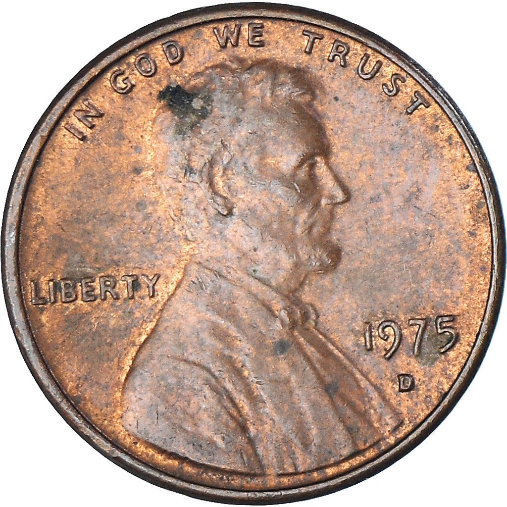 Moneta, Stati Uniti, Lincoln Cent, Cent, 1975, U.S. Mint, Denver, BB, Ottone