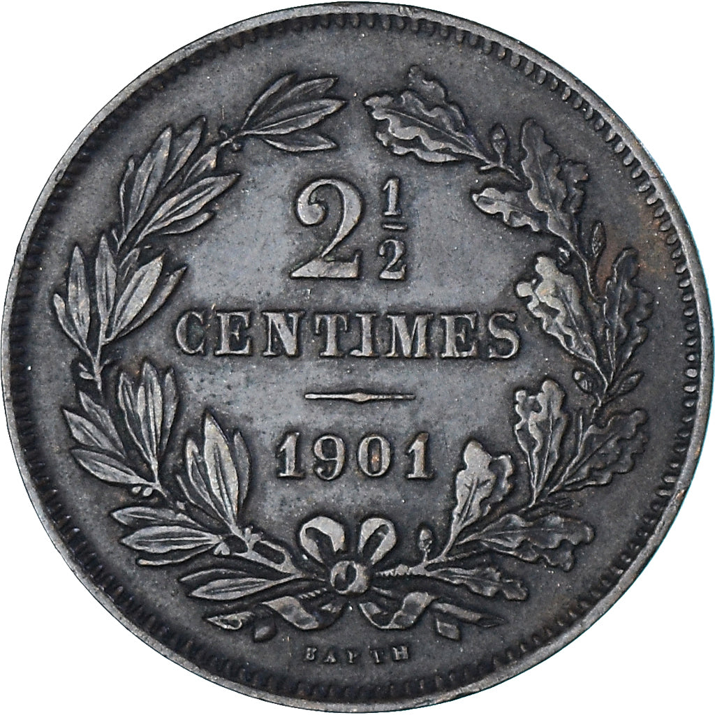 Coin, Luxembourg, William III, 2-1/2 Centimes, 1901, Utrecht, EF(40-45), Bronze