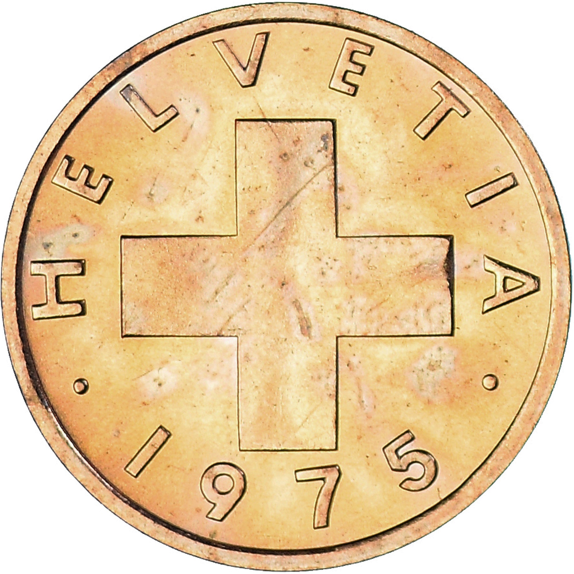 Coin, Switzerland, Rappen, 1975, Bern, MS(63), Bronze, KM:46