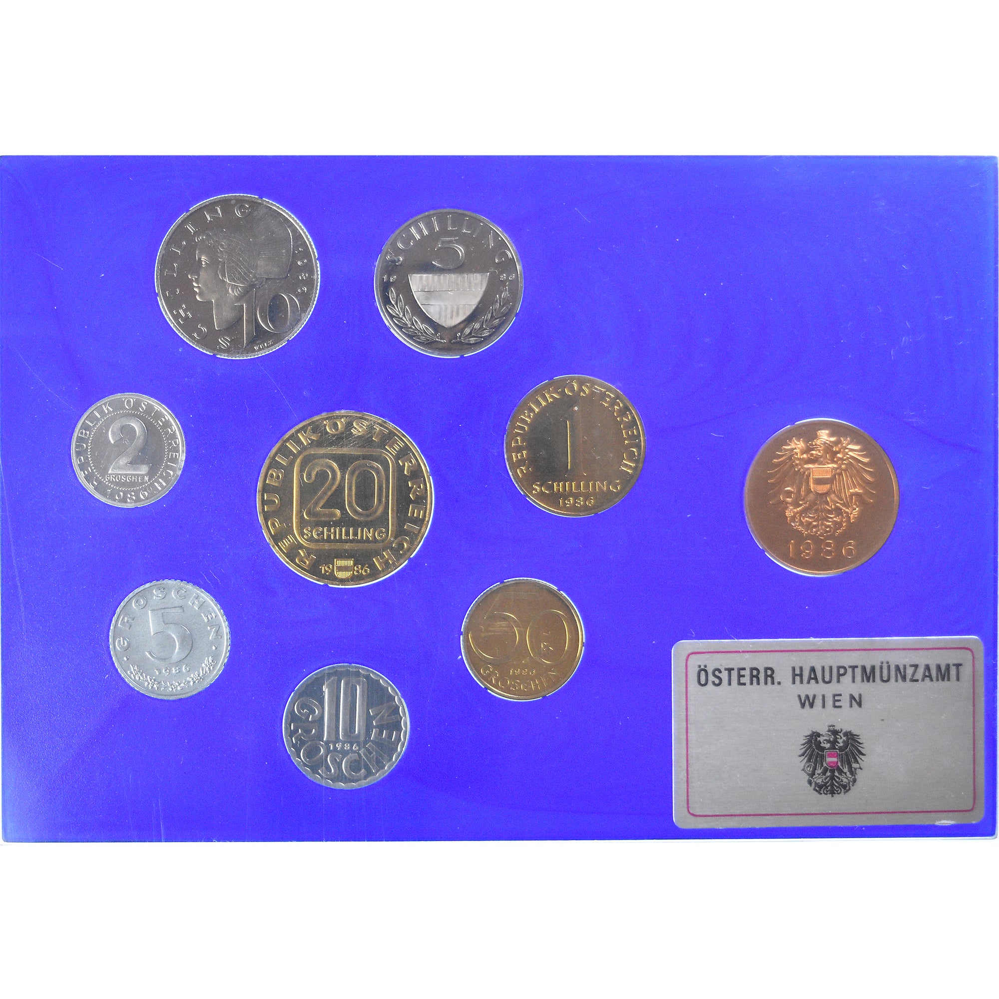 Moneta, Austria, Set, 1986, Vienna, Série BE 8 Monnaies AUTRICHE Vienne.FDC