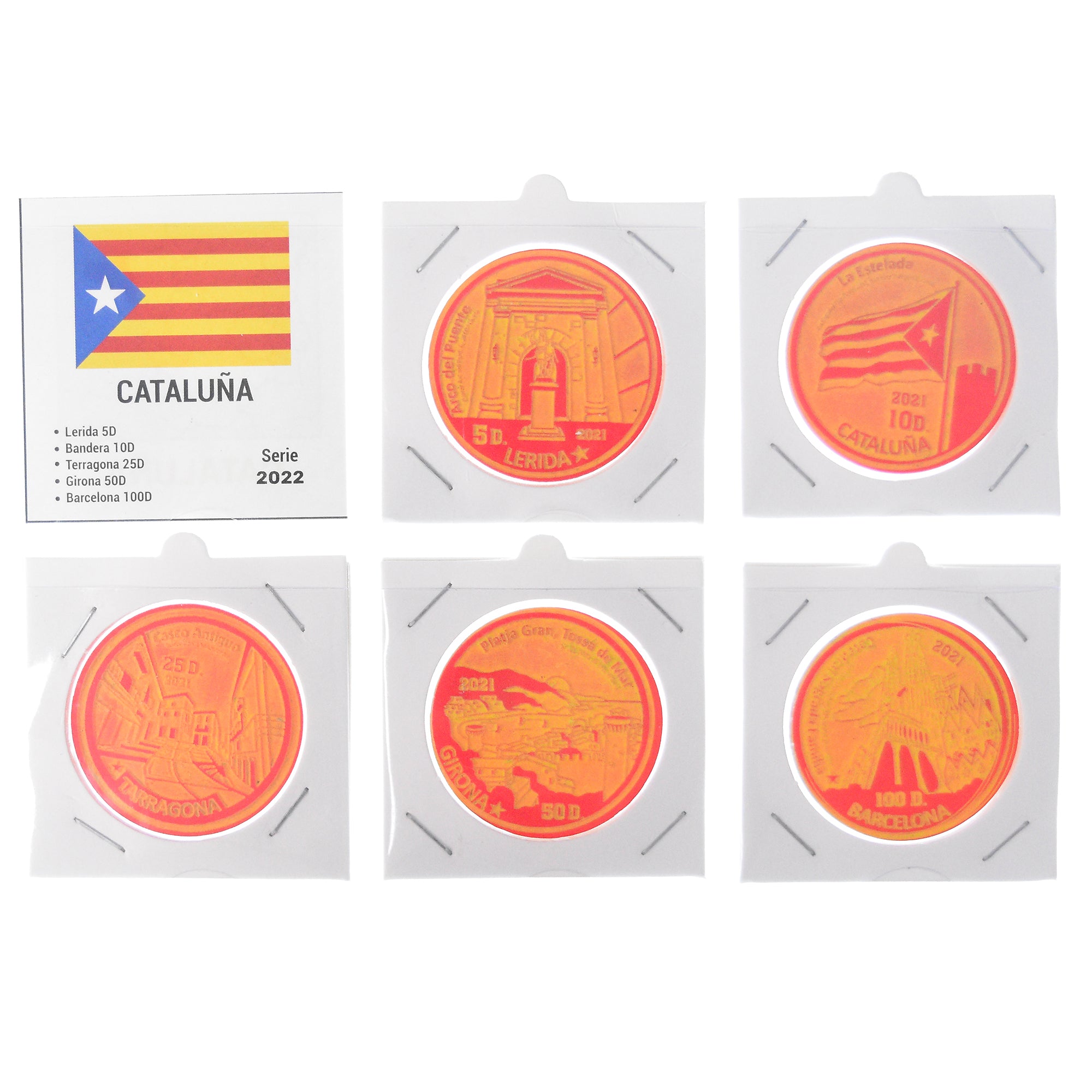 Coin, Spain, Set, 2022, Catalonia, Catalogne série 5 monnaies.FDC, MS(65-70)