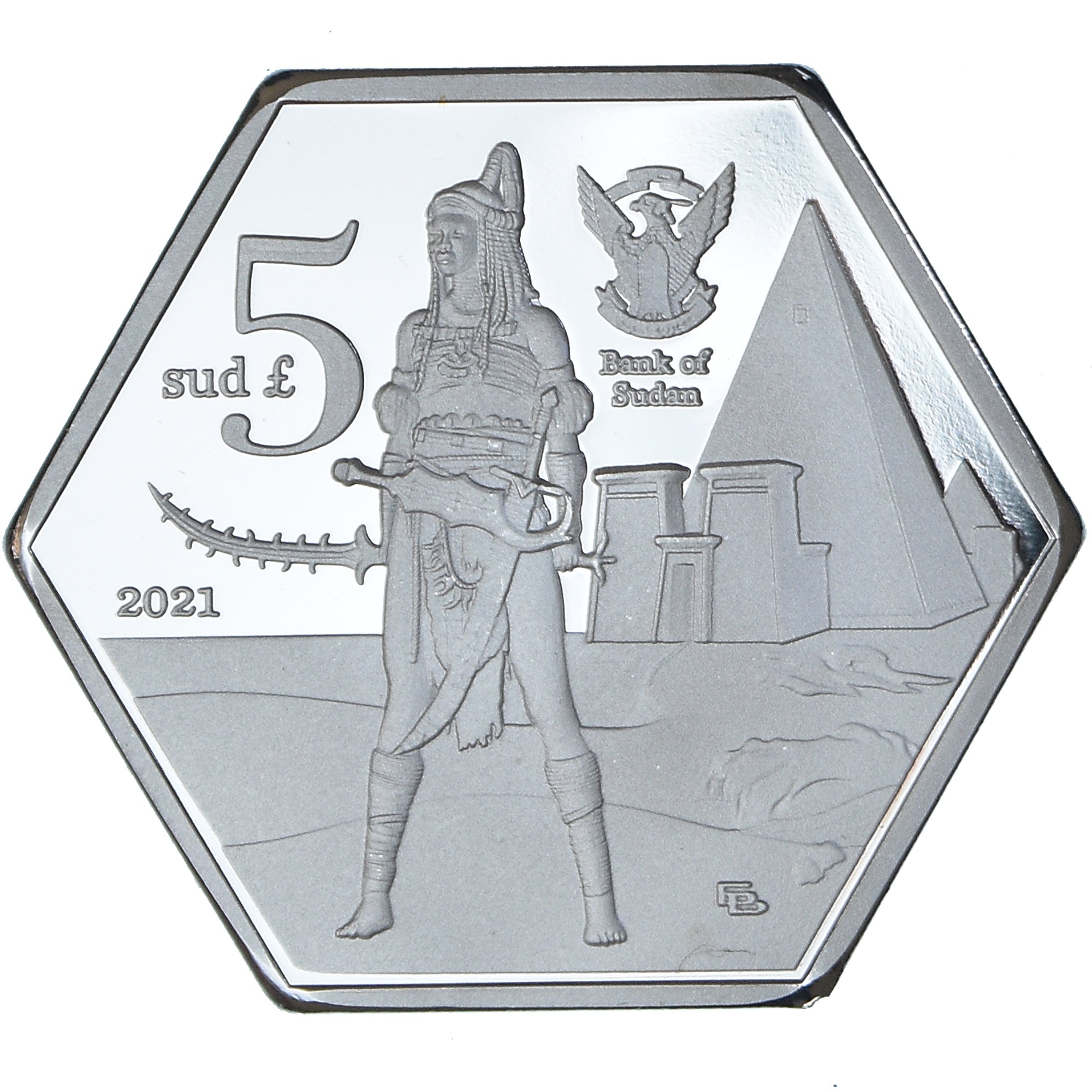 Munten, Egypte, soldat, 5 Pounds, 2021, Nubie 5 livres 2021 pyramide UNC