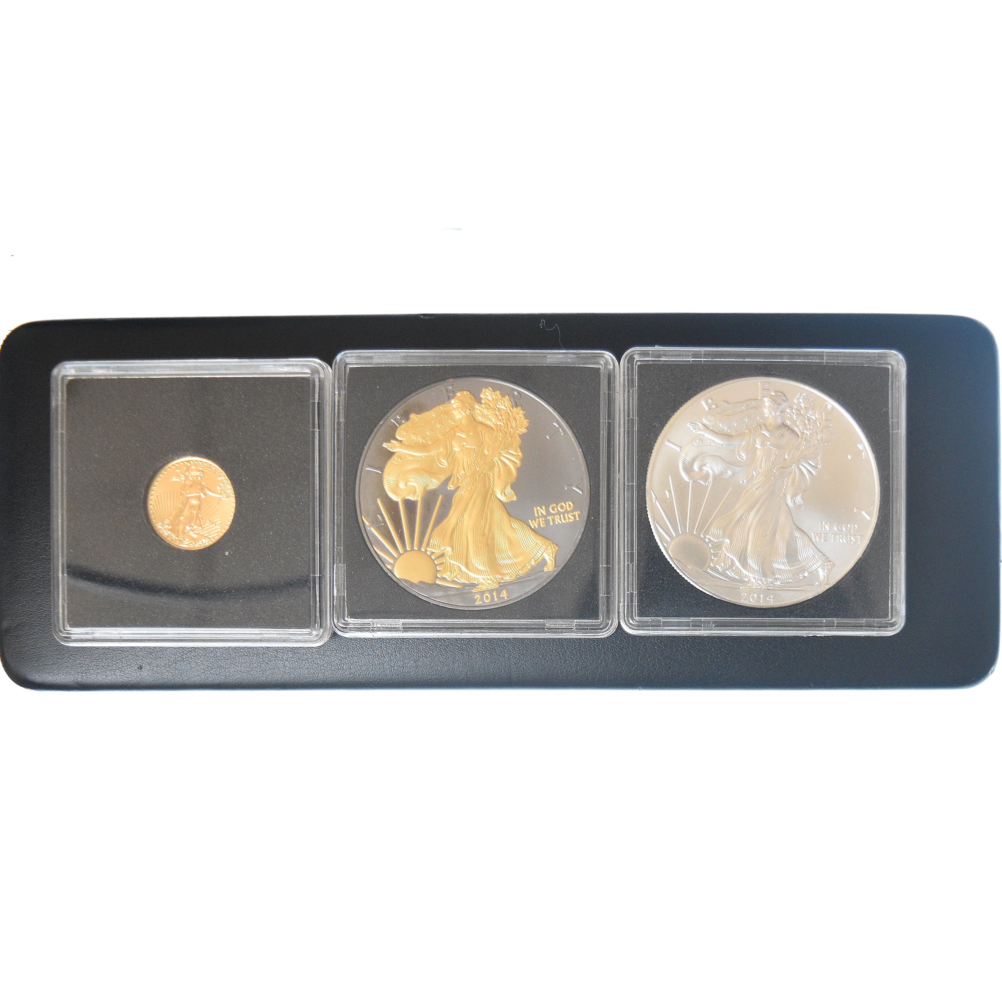 Coin, United States, Set, 2014, U.S. Mint, Coffret 3 monnaies BU SILVER ET GOLD