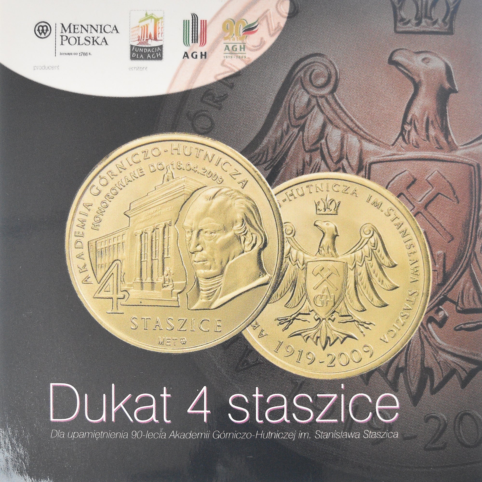 Monnaie, Pologne, Dukat, 2009, Argent ducat 4 Staszice AGH Cracovie.FDC, FDC