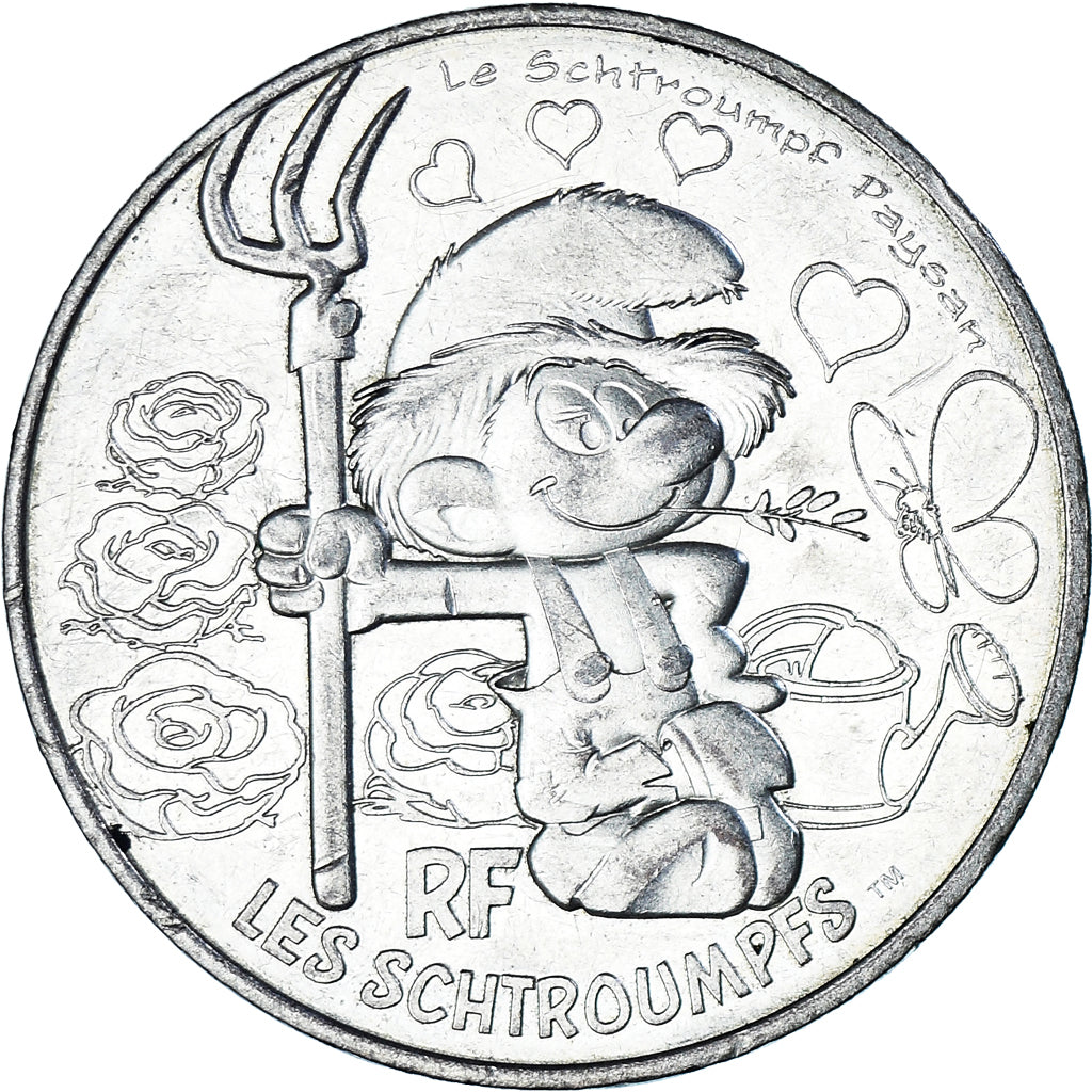 France, 10 Euro, 2020, Schtroumpf paysan., TTB, Argent
