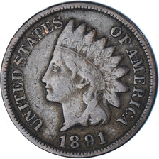 Monnaie, États-Unis, Indian Head Cent, Cent, 1891, U.S. Mint, Philadelphie, TB