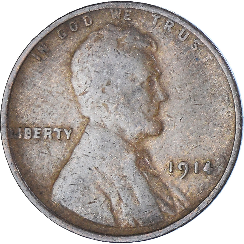 Coin, United States, Lincoln Cent, Cent, 1914, U.S. Mint, Philadelphia