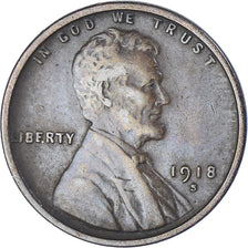 Coin, United States, Lincoln Cent, Cent, 1918, U.S. Mint, San Francisco