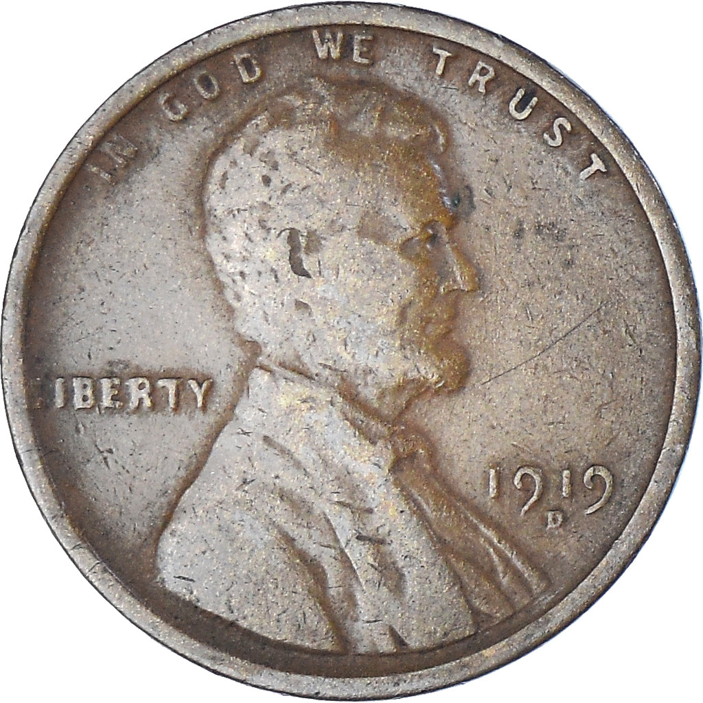 Coin, United States, Cent, 1919, Denver, VF(20-25), Bronze