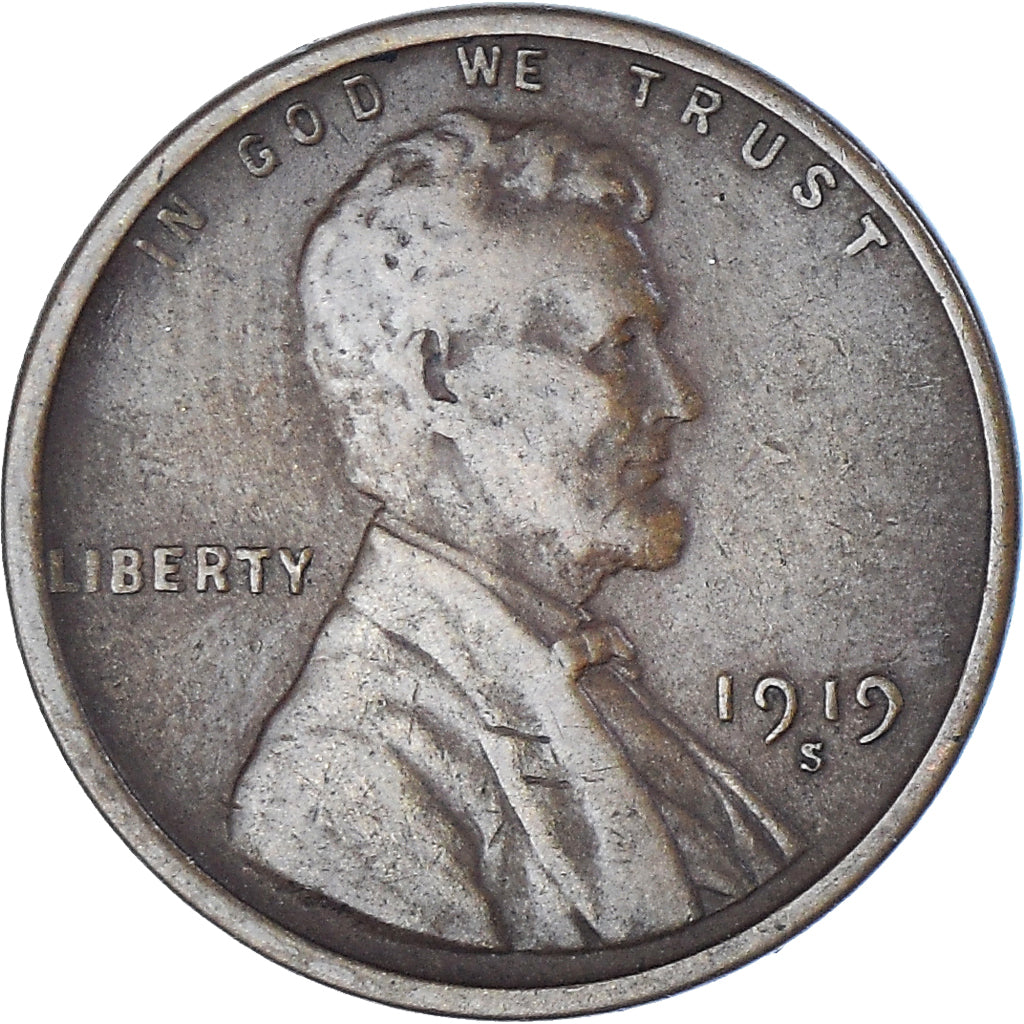 Monnaie, États-Unis, Cent, 1919, San Francisco, TB, Bronze