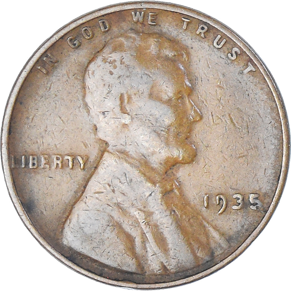Coin, United States, Lincoln Cent, Cent, 1935, U.S. Mint, Philadelphia