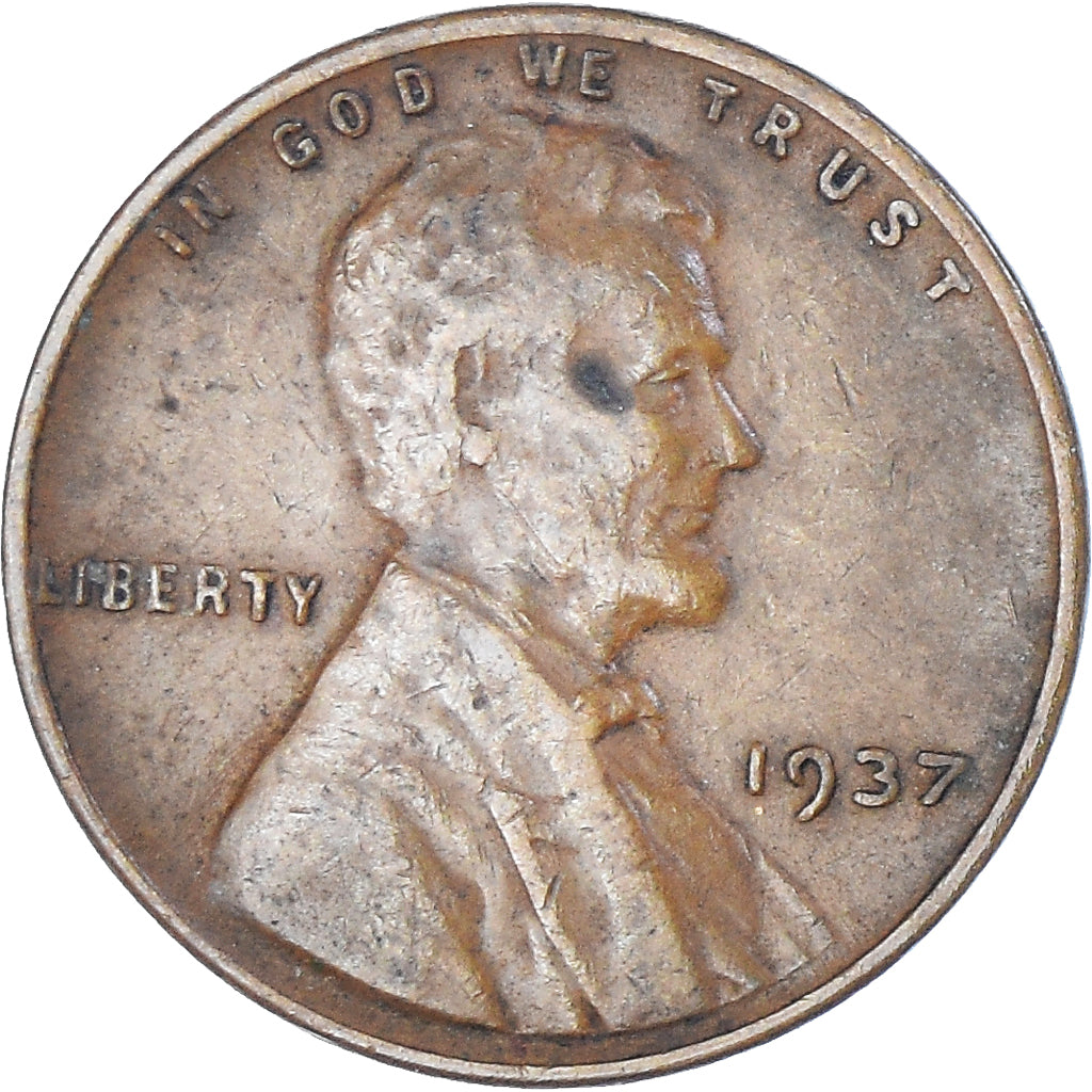 Coin, United States, Lincoln Cent, Cent, 1937, U.S. Mint, Philadelphia
