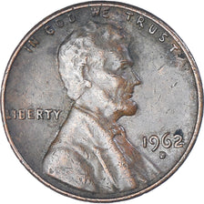 Coin, United States, Lincoln Cent, Cent, 1962, U.S. Mint, Denver, VF(30-35)