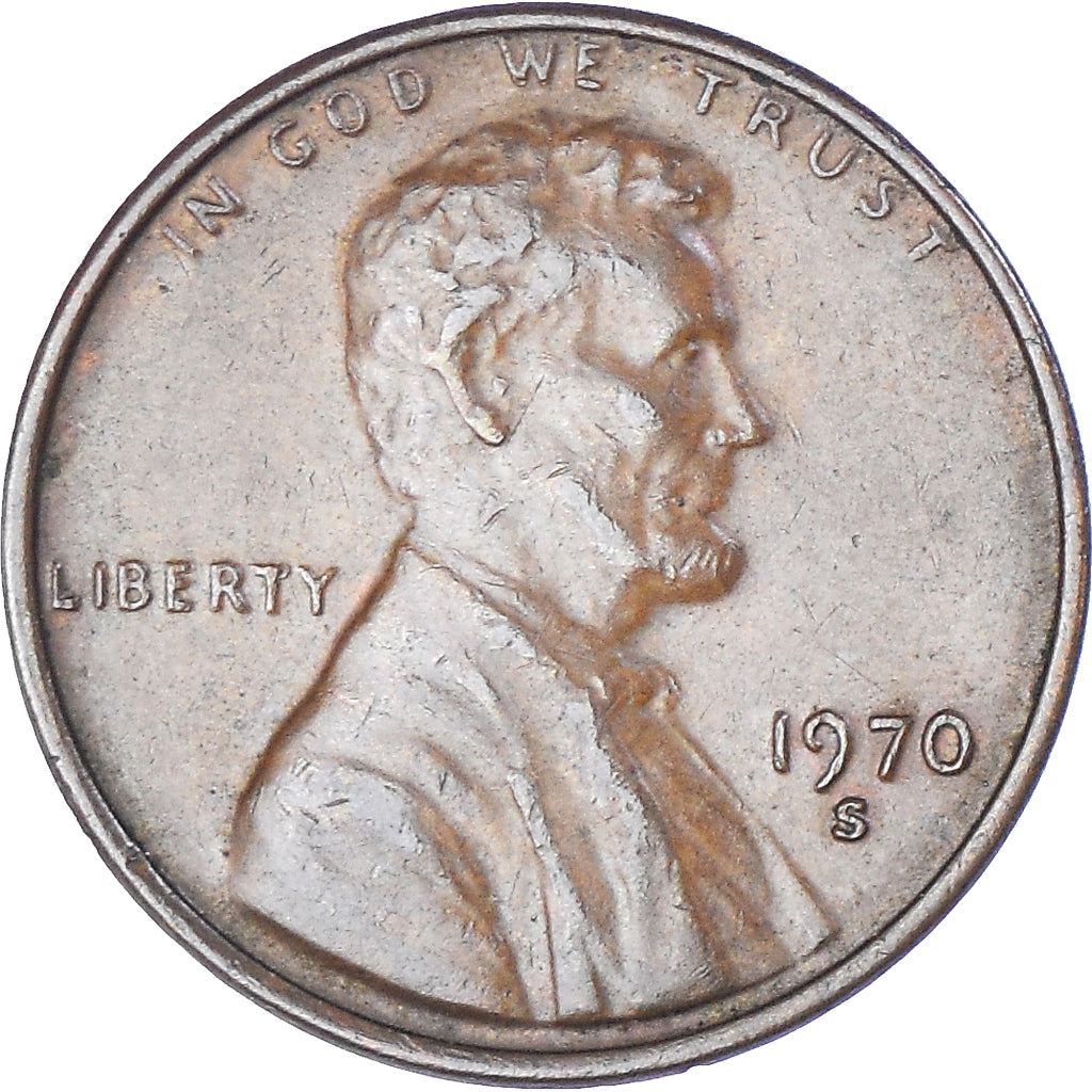 Coin, United States, Lincoln Cent, Cent, 1970, U.S. Mint, San Francisco
